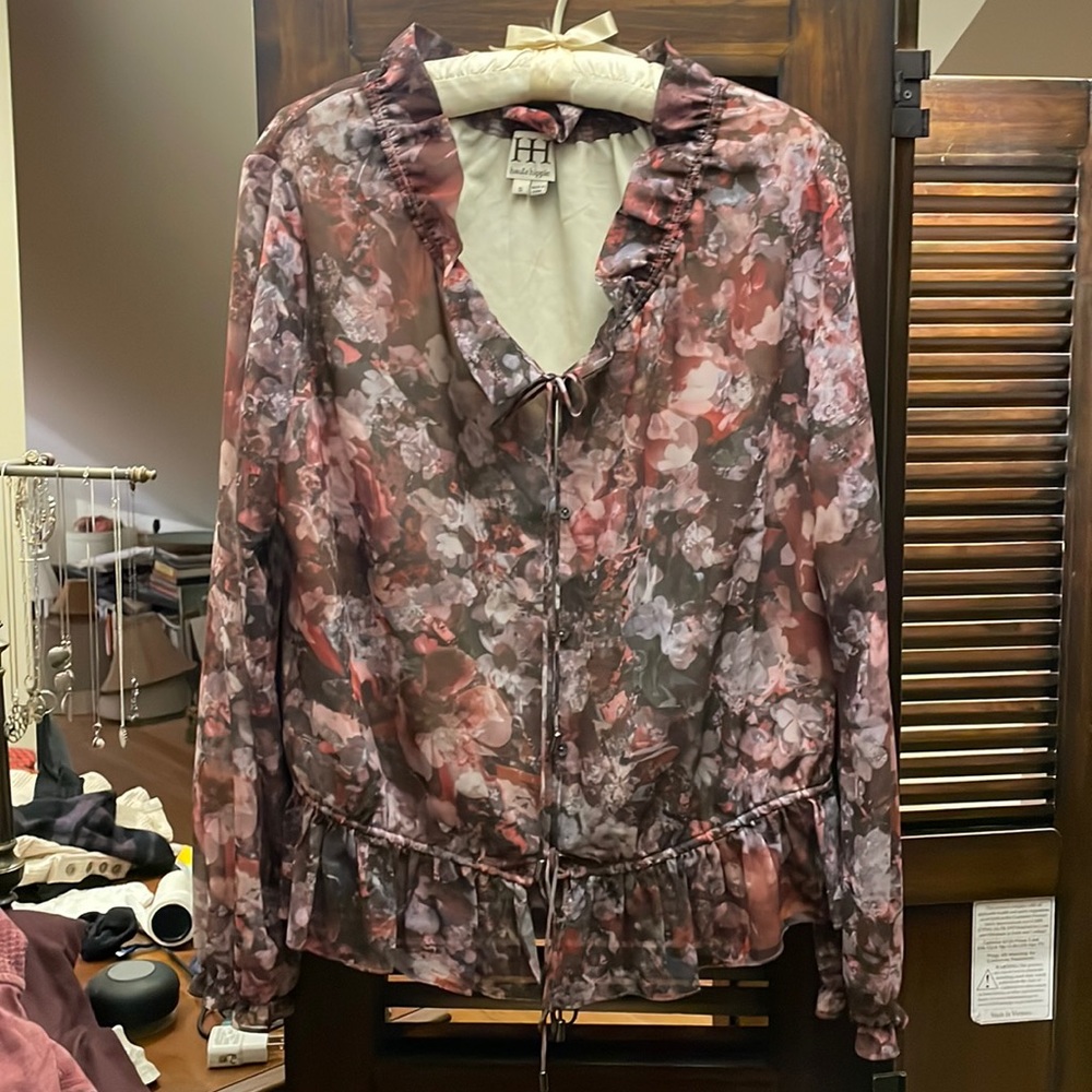 Haute Hippie size small floral long sleeve blouse.